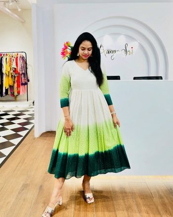 NEW ARRIVAL COTTON HAKOBA MULTI COLOR LAYERED ONE PIECE GREEN