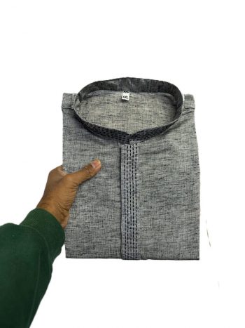 NEW ARRIVAL COTTON THREAD WORK MEN'S KURTA PAYJAMA  GREY
