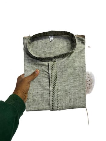 NEW ARRIVAL COTTON THREAD WORK MEN'S KURTA PAYJAMA  GREEN