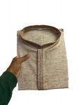 NEW ARRIVAL COTTON THREAD WORK MEN'S KURTA PAYJAMA CREAM