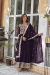 NEW ARRIVAL FAUX BLOOMING EMBROIDERY ZARI SEQUENCE WORK GOWN WITH DUPATTA FESTIVE WEAR WHOLESALE PRICE ETHNIC GARMENT (2)