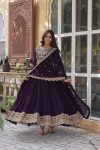 NEW ARRIVAL FAUX BLOOMING EMBROIDERY ZARI SEQUENCE WORK GOWN WITH DUPATTA FESTIVE WEAR WHOLESALE PRICE ETHNIC GARMENT (2)