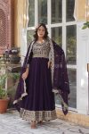 NEW ARRIVAL FAUX BLOOMING EMBROIDERY ZARI SEQUENCE WORK GOWN WITH DUPATTA FESTIVE WEAR WHOLESALE PRICE ETHNIC GARMENT (2)