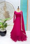 NEW ARRIVAL FENDI SILK EMBROIDERY SEQUENCE WORK GOWN WITH DUPATTA PARTY WEAR WHOLESALE PRICE ETHNIC GARMENT (11)