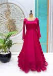 NEW ARRIVAL FENDI SILK EMBROIDERY SEQUENCE WORK GOWN WITH DUPATTA PARTY WEAR WHOLESALE PRICE ETHNIC GARMENT (11)