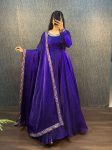 NEW ARRIVAL FENDI SILK EMBROIDERY SEQUENCE WORK  GOWN WITH DUPATTA PURPLE