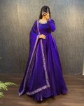 NEW ARRIVAL FENDI SILK EMBROIDERY SEQUENCE WORK GOWN WITH DUPATTA PARTY WEAR WHOLESALE PRICE ETHNIC GARMENT (4)