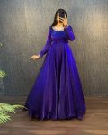 NEW ARRIVAL FENDI SILK EMBROIDERY SEQUENCE WORK GOWN WITH DUPATTA PARTY WEAR WHOLESALE PRICE ETHNIC GARMENT (4)