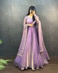 NEW ARRIVAL FENDI SILK EMBROIDERY SEQUENCE WORK GOWN WITH DUPATTA PARTY WEAR WHOLESALE PRICE ETHNIC GARMENT (8)
