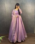 NEW ARRIVAL FENDI SILK EMBROIDERY SEQUENCE WORK GOWN WITH DUPATTA PARTY WEAR WHOLESALE PRICE ETHNIC GARMENT (8)