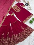 NEW ARRIVAL GEORGETTE EMBROIDERY SEQUENCE THREAD WORK TOP SHARARA WITH DUPATTA FESTIVE WEAR WHOLESALE PRICE ETHNIC GARMENT (4)