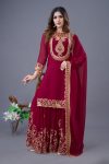 NEW ARRIVAL GEORGETTE EMBROIDERY SEQUENCE THREAD WORK TOP SHARARA WITH DUPATTA FESTIVE WEAR WHOLESALE PRICE ETHNIC GARMENT (4)