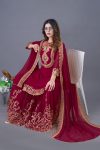 NEW ARRIVAL GEORGETTE EMBROIDERY SEQUENCE THREAD WORK TOP SHARARA WITH DUPATTA FESTIVE WEAR WHOLESALE PRICE ETHNIC GARMENT (4)
