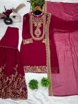 NEW ARRIVAL GEORGETTE EMBROIDERY SEQUENCE THREAD WORK TOP SHARARA WITH DUPATTA FESTIVE WEAR WHOLESALE PRICE ETHNIC GARMENT (4)