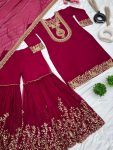 NEW ARRIVAL GEORGETTE EMBROIDERY SEQUENCE THREAD WORK TOP SHARARA WITH DUPATTA FESTIVE WEAR WHOLESALE PRICE ETHNIC GARMENT (4)