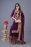 NEW ARRIVAL GEORGETTE EMBROIDERY SEQUENCE THREAD WORK TOP SHARARA WITH DUPATTA PARTY WEAR WHOLESALE PRICE ETHNIC GARMENT (32)
