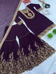 NEW ARRIVAL GEORGETTE EMBROIDERY SEQUENCE THREAD WORK TOP SHARARA WITH DUPATTA PARTY WEAR WHOLESALE PRICE ETHNIC GARMENT (32)