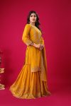 NEW ARRIVAL GEORGETTE EMBROIDERY SEQUENCE THREAD WORK TOP SHARARA WITH DUPATTA PARTY WEAR WHOLESALE PRICE ETHNIC GARMENT (42)
