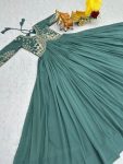 NEW ARRIVAL GEORGETTE EMBROIDERY SEQUENCE WORK FLAIRED ONLY GOWN PARTY WEAR WHOLESALE PRICE ETHNIC GARMENT (5)
