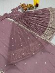 NEW ARRIVAL GEORGETTE EMBROIDERY SEQUENCE WORK GOWN WITH DUPATTA PARTY WEAR WHOLESALE PRICE ETHNIC GARMENT (2)