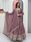NEW ARRIVAL GEORGETTE EMBROIDERY SEQUENCE WORK GOWN WITH DUPATTA PINK