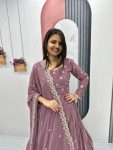 NEW ARRIVAL GEORGETTE EMBROIDERY SEQUENCE WORK GOWN WITH DUPATTA PARTY WEAR WHOLESALE PRICE ETHNIC GARMENT (2)