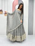 NEW ARRIVAL GEORGETTE EMBROIDERY SEQUENCE WORK GOWN WITH DUPATTA PARTY WEAR WHOLESALE PRICE ETHNIC GARMENT (9)