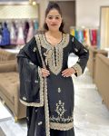 NEW ARRIVAL GEORGETTE EMBROIDERY SEQUENCE WORK TOP PALAZZO WITH DUPATTA FESTIVE WEAR WHOLESALE PRICE ETHNIC GARMENT (3)