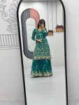 NEW ARRIVAL GEORGETTE EMBROIDERY SEQUENCE WORK TOP PALAZZO WITH DUPATTA PARTY WEAR WHOLESALE PRICE ETHNIC GARMENT (12)