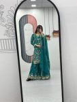 NEW ARRIVAL GEORGETTE EMBROIDERY SEQUENCE WORK TOP PALAZZO WITH DUPATTA PARTY WEAR WHOLESALE PRICE ETHNIC GARMENT (12)