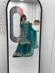 NEW ARRIVAL GEORGETTE EMBROIDERY SEQUENCE WORK TOP PALAZZO WITH DUPATTA PARTY WEAR WHOLESALE PRICE ETHNIC GARMENT (12)