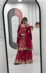 NEW ARRIVAL GEORGETTE EMBROIDERY SEQUENCE WORK TOP PALAZZO WITH DUPATTA PARTY WEAR WHOLESALE PRICE ETHNIC GARMENT (10)