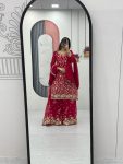 NEW ARRIVAL GEORGETTE EMBROIDERY SEQUENCE WORK TOP PALAZZO WITH DUPATTA PARTY WEAR WHOLESALE PRICE ETHNIC GARMENT (10)