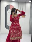 NEW ARRIVAL GEORGETTE EMBROIDERY SEQUENCE WORK TOP PALAZZO WITH DUPATTA PARTY WEAR WHOLESALE PRICE ETHNIC GARMENT (10)