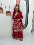 NEW ARRIVAL GEORGETTE EMBROIDERY SEQUENCE WORK TOP PALAZZO WITH DUPATTA PARTY WEAR WHOLESALE PRICE ETHNIC GARMENT (10)