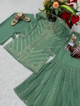 NEW ARRIVAL GEORGETTE EMBROIDERY SEQUENCE WORK TOP SHARARA WITH DUPATTA FESTIVE WEAR WHOLESALE PRICE ETHNIC GARMENT (8)