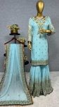NEW ARRIVAL GEORGETTE EMBROIDERY SEQUENCE WORK TOP SHARARA WITH DUPATTA FESTIVE WEAR WHOLESALE PRICE ETHNIC GARMENT (11)
