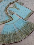 NEW ARRIVAL GEORGETTE EMBROIDERY SEQUENCE WORK TOP SHARARA WITH DUPATTA FESTIVE WEAR WHOLESALE PRICE ETHNIC GARMENT (11)