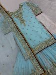 NEW ARRIVAL GEORGETTE EMBROIDERY SEQUENCE WORK TOP SHARARA WITH DUPATTA FESTIVE WEAR WHOLESALE PRICE ETHNIC GARMENT (11)