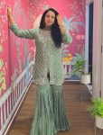 NEW ARRIVAL GEORGETTE EMBROIDERY SEQUENCE WORK TOP SHARARA WITH DUPATTA FESTIVE WEAR WHOLESALE PRICE ETHNIC GARMENT (8)