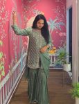 NEW ARRIVAL GEORGETTE EMBROIDERY SEQUENCE WORK TOP SHARARA WITH DUPATTA FESTIVE WEAR WHOLESALE PRICE ETHNIC GARMENT (8)