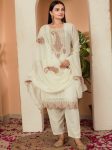 NEW ARRIVAL GEORGETTE EMBROIDERY THREAD AND SEQUENCE WORK TOP BOTTOM WITH DUPATTA OFF WHITE