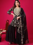 NEW ARRIVAL GEORGETTE EMBROIDERY WORK TOP SHARARA WITH DUPATTA FESTIVE WEAR WHOLESALE PRICE ETHNIC GARMENT (2)