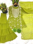 NEW ARRIVAL GEORGETTE EMBROIDERY WORK TOP SHARARA WITH DUPATTA PARTY WEAR WHOLESALE PRICE ETHNIC GARMENT (2)