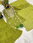 NEW ARRIVAL GEORGETTE EMBROIDERY WORK TOP SHARARA WITH DUPATTA PARTY WEAR WHOLESALE PRICE ETHNIC GARMENT (2)