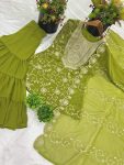 NEW ARRIVAL GEORGETTE EMBROIDERY WORK TOP SHARARA WITH DUPATTA PARTY WEAR WHOLESALE PRICE ETHNIC GARMENT (2)