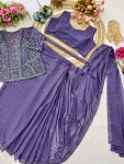 NEW ARRIVAL GEORGETTE SEQUENCE EMBROIDERY WORK READY TO WEAR SAREE KOTI WAIST BELT WITH STITCHED BLOUSE PARTY WEAR WHOLESALE PRICE ETHNIC GARMENT (3)