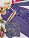 NEW ARRIVAL GEORGETTE SEQUENCE EMBROIDERY WORK READY TO WEAR SAREE KOTI WAIST BELT WITH STITCHED BLOUSE PARTY WEAR WHOLESALE PRICE ETHNIC GARMENT (3)