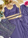 NEW ARRIVAL GEORGETTE SEQUENCE EMBROIDERY WORK READY TO WEAR SAREE KOTI WAIST BELT WITH STITCHED BLOUSE PARTY WEAR WHOLESALE PRICE ETHNIC GARMENT (3)