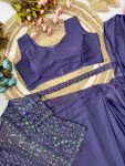 NEW ARRIVAL GEORGETTE SEQUENCE EMBROIDERY WORK READY TO WEAR SAREE KOTI WAIST BELT WITH STITCHED BLOUSE PARTY WEAR WHOLESALE PRICE ETHNIC GARMENT (3)